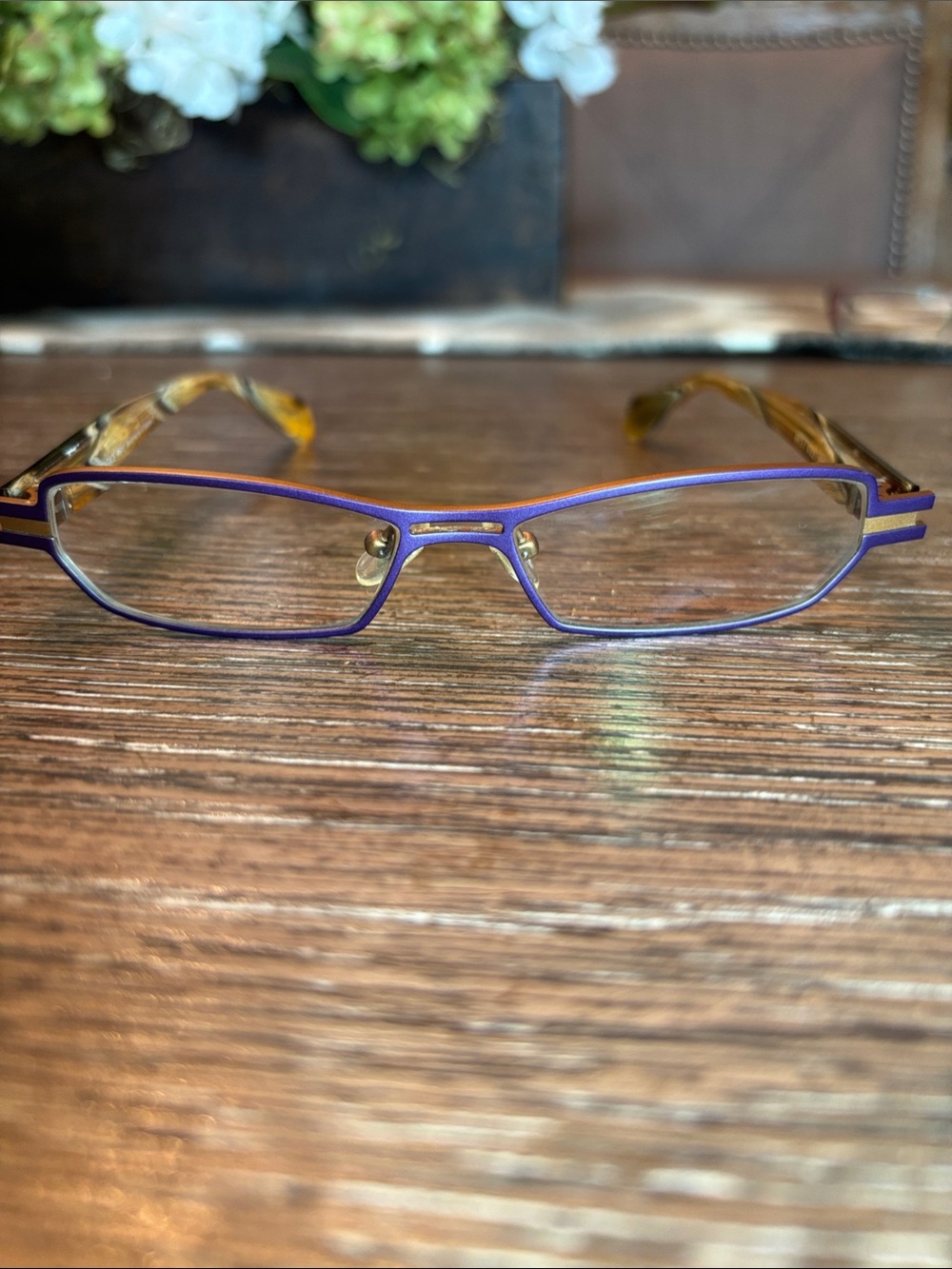 Face A Face Brit 1 Titanium Purple Rectangle Eyeglass Frames